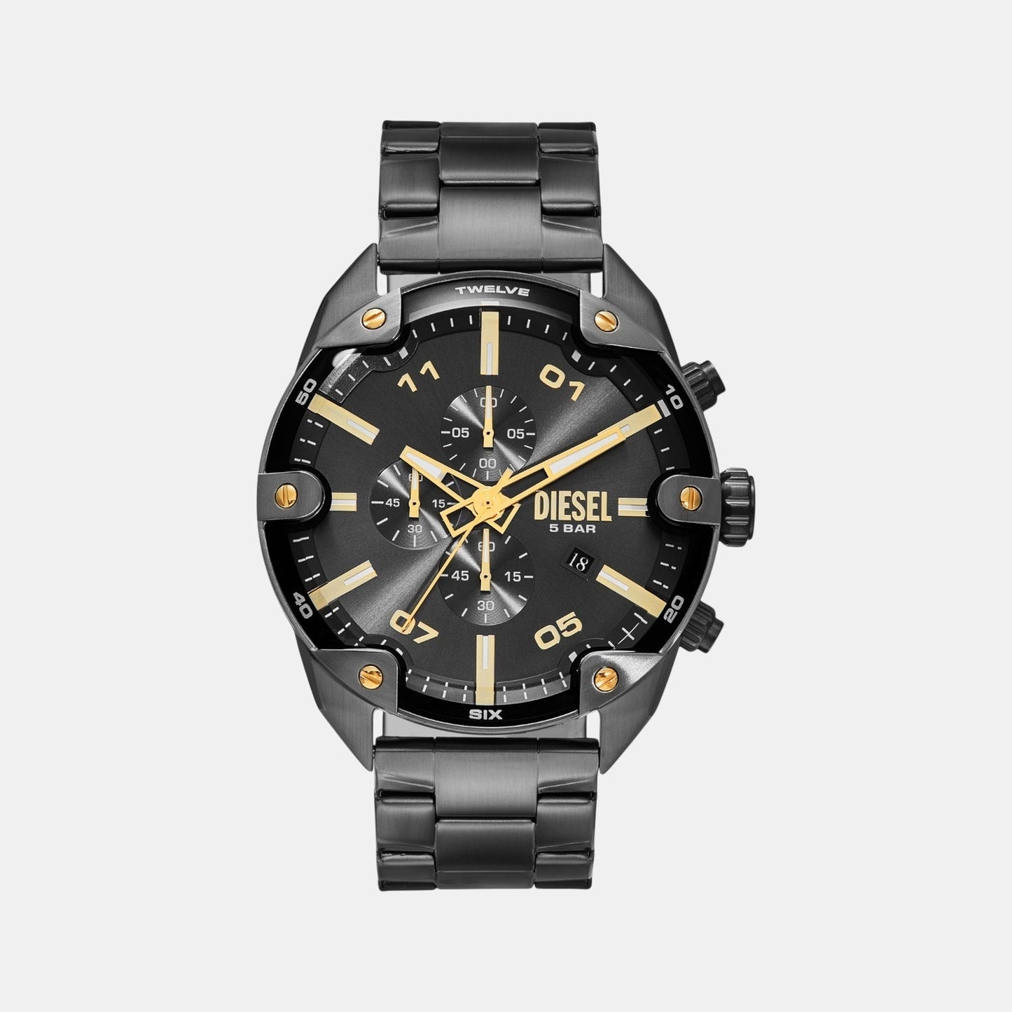Spiked Men Quartz Grey Dial Chronograph Stainless Steel Watch DZ4669