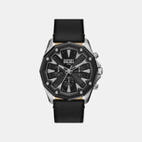 Men Quartz Black Dial Chronograph Leather Watch DZ4710