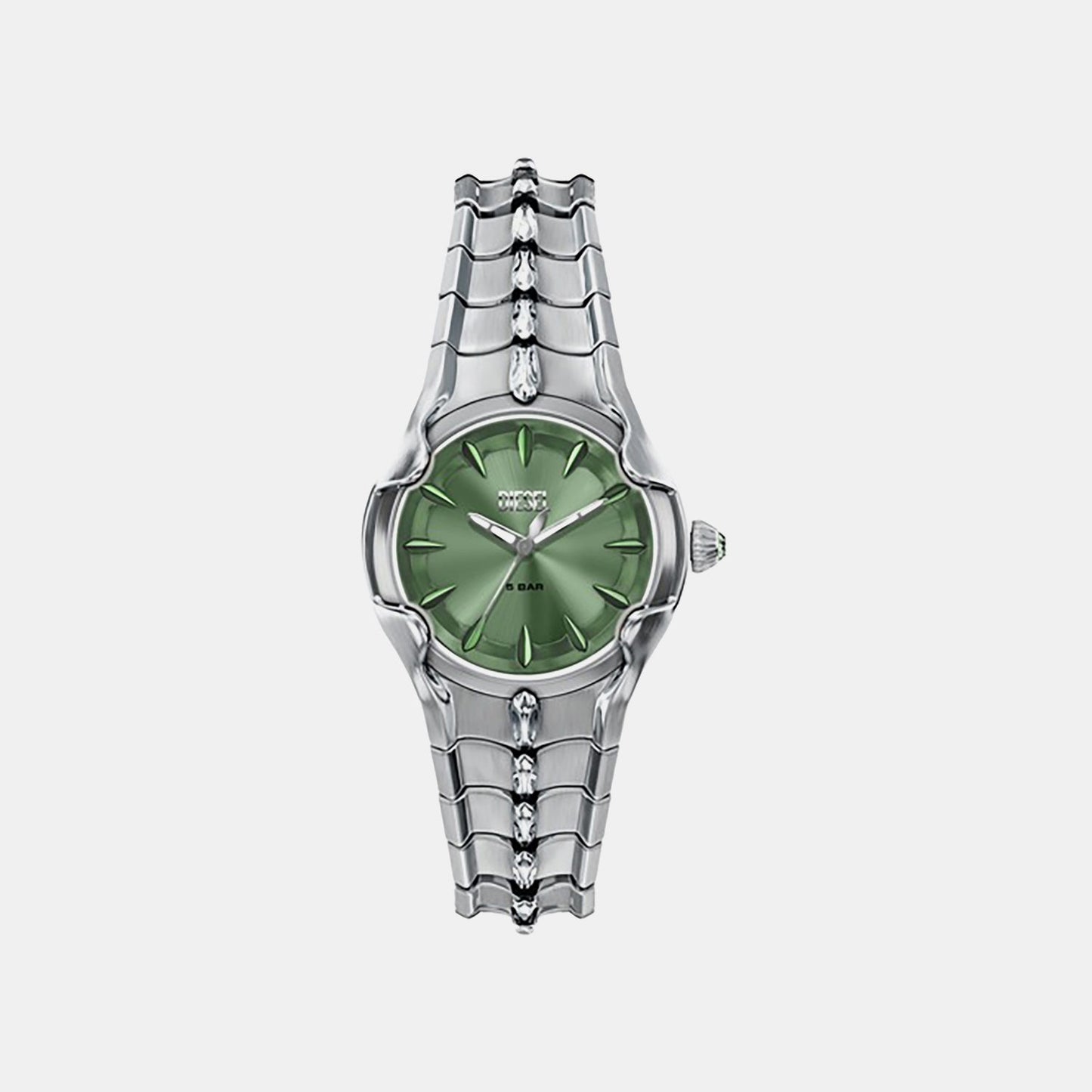 Mini Vert Women Quartz Green Dial Analog Stainless Steel Watch DZ5632