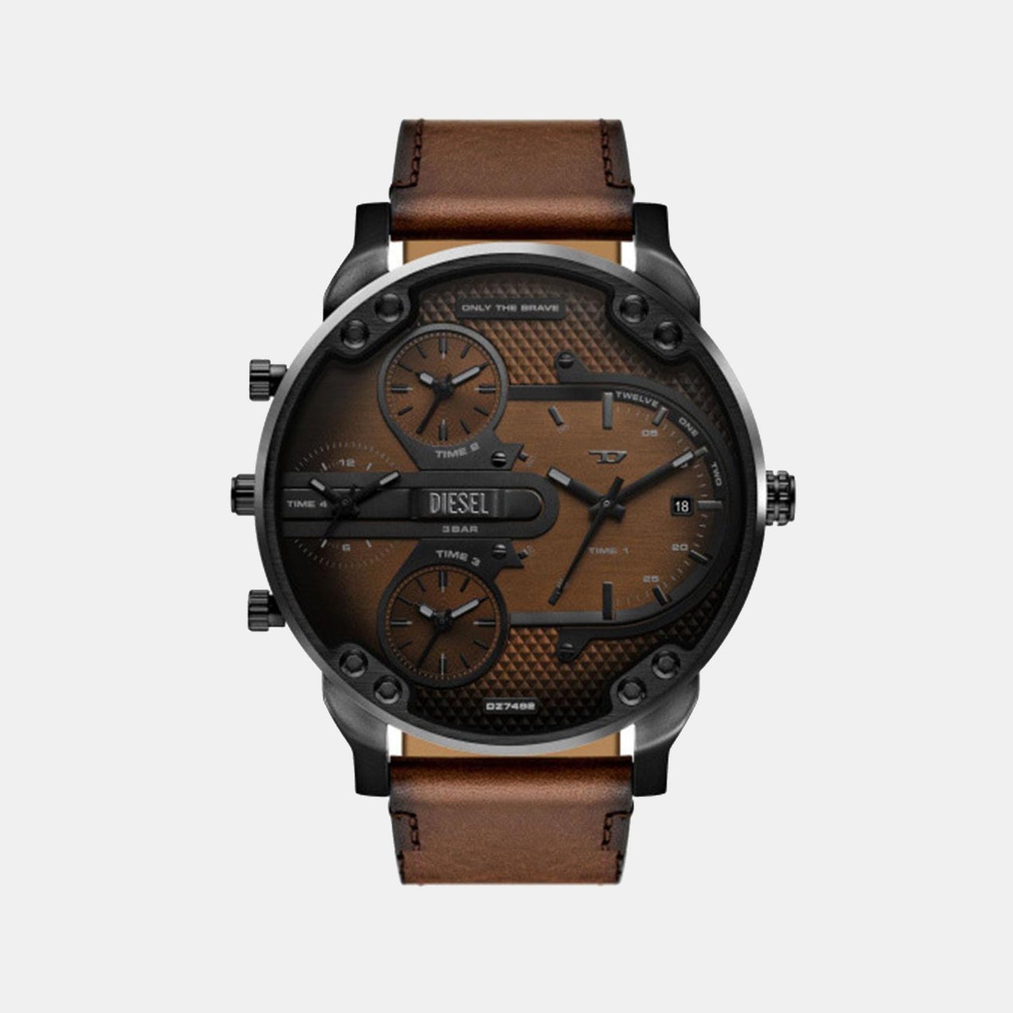 Mr. Daddy Slim Men Quartz Brown Dial Chronograph Leather Watch DZ7492