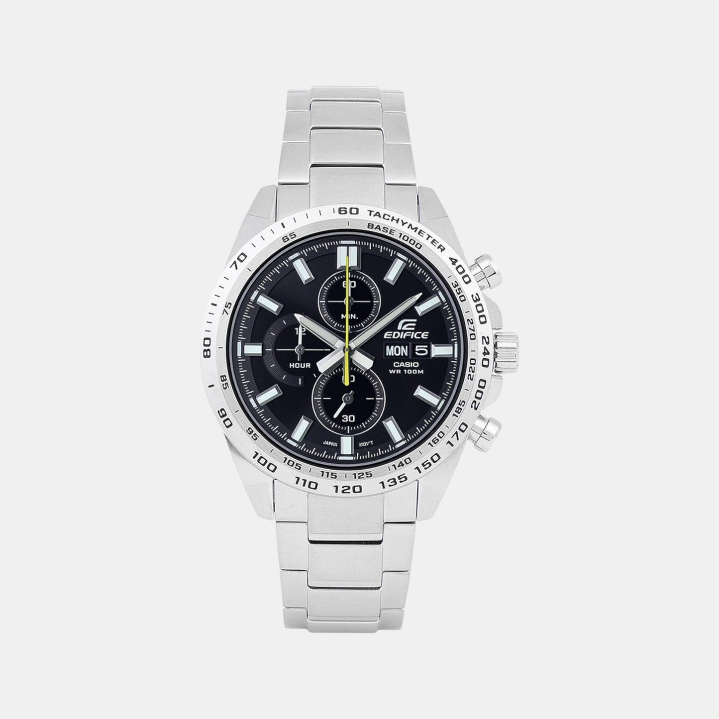 Edifice Men Quartz Black Dial Chronograph Stainless Steel Watch ED593