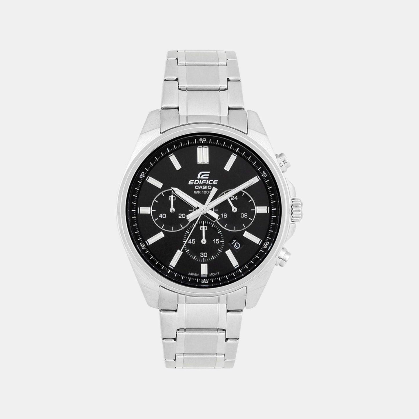 Edifice Men Quartz Black Dial Chronograph Stainless Steel Watch ED596