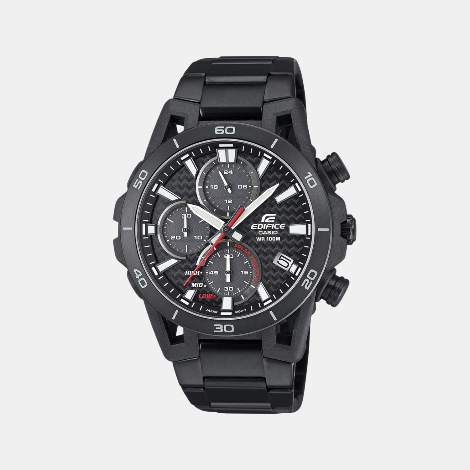 Edifice Men Solar Black Dial Chronograph Stainless Steel Watch ED629