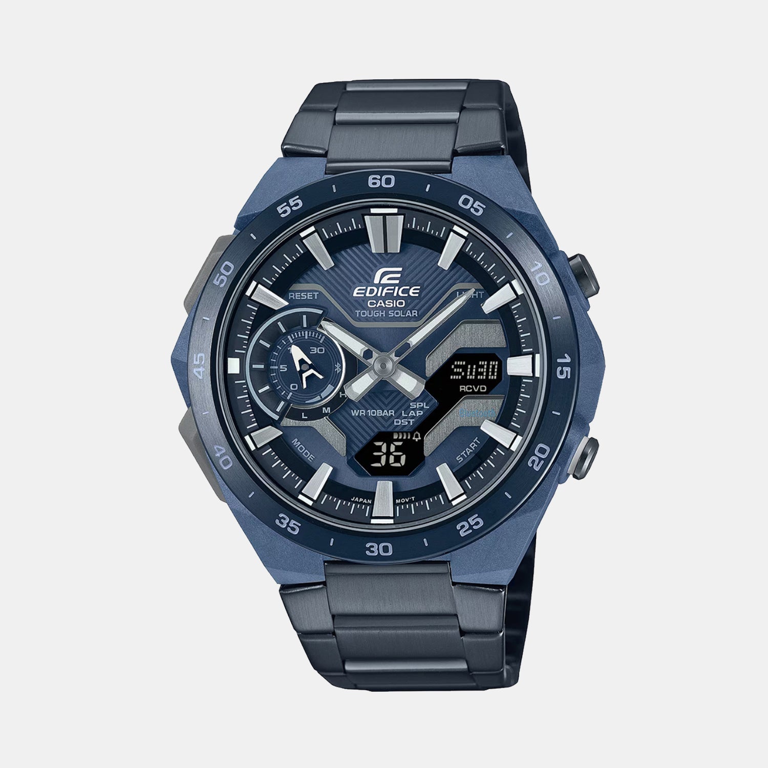 Edifice Men Quartz Navy Dial Analog-Digital Stainless Steel Watch ED640