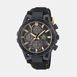 Edifice Men Quartz Black Dial Chronograph Leather Watch ED641