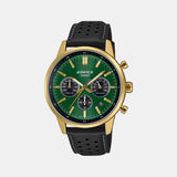 Edifice Men Quartz Green Dial Multi-Function Leather Watch ED658