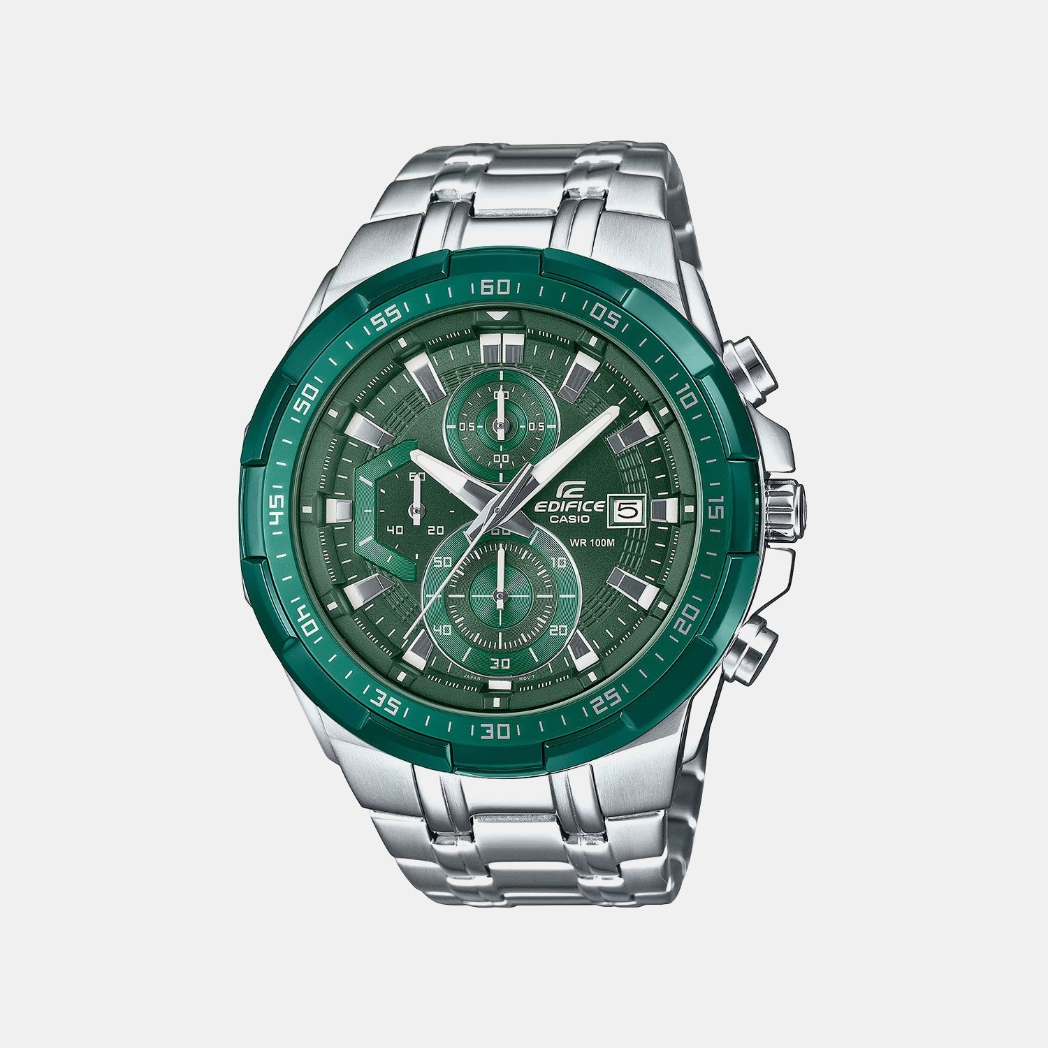Edifice Men Quartz Green Dial Chronograph Stainless Steel Watch ED675