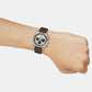 Edifice Men Quartz Cream Dial Chronograph Leather Watch ED690