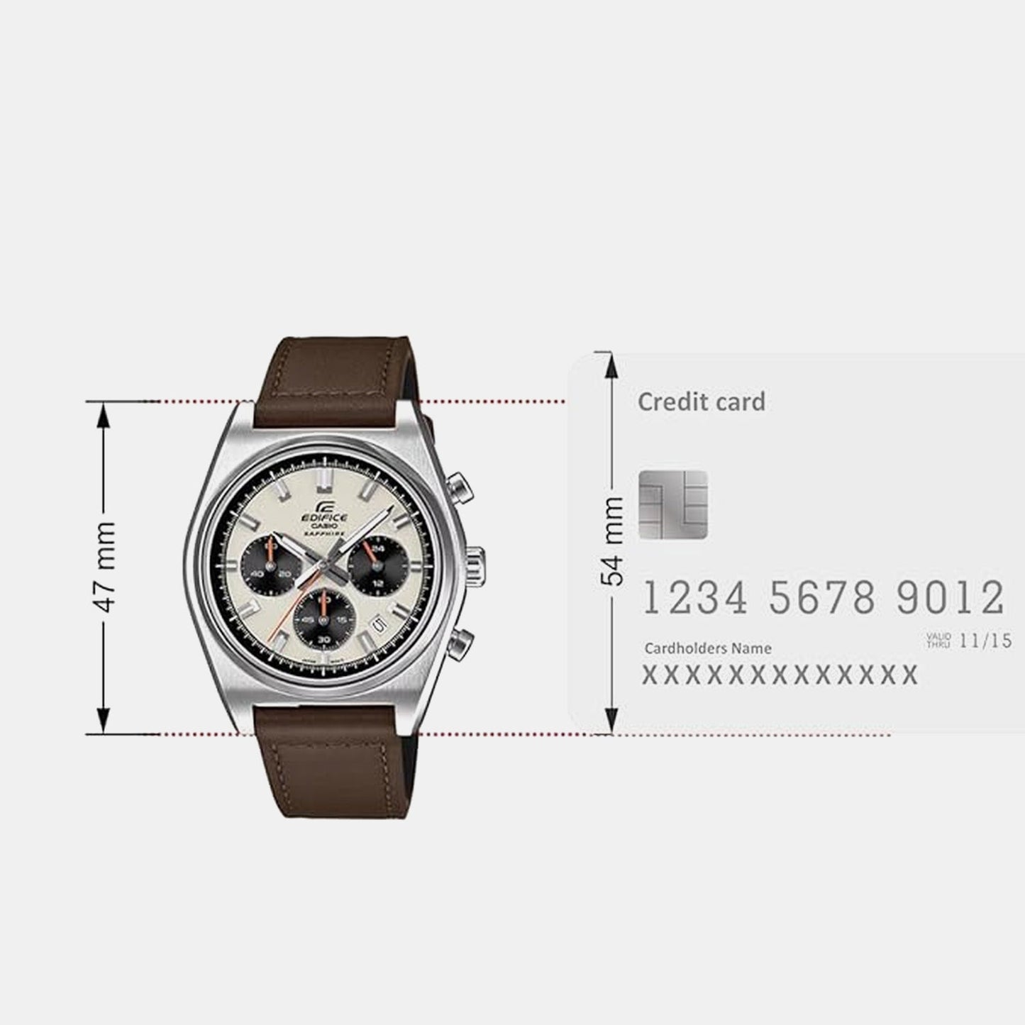 Edifice Men Quartz Cream Dial Chronograph Leather Watch ED690