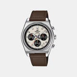 Edifice Men Quartz Cream Dial Chronograph Leather Watch ED690