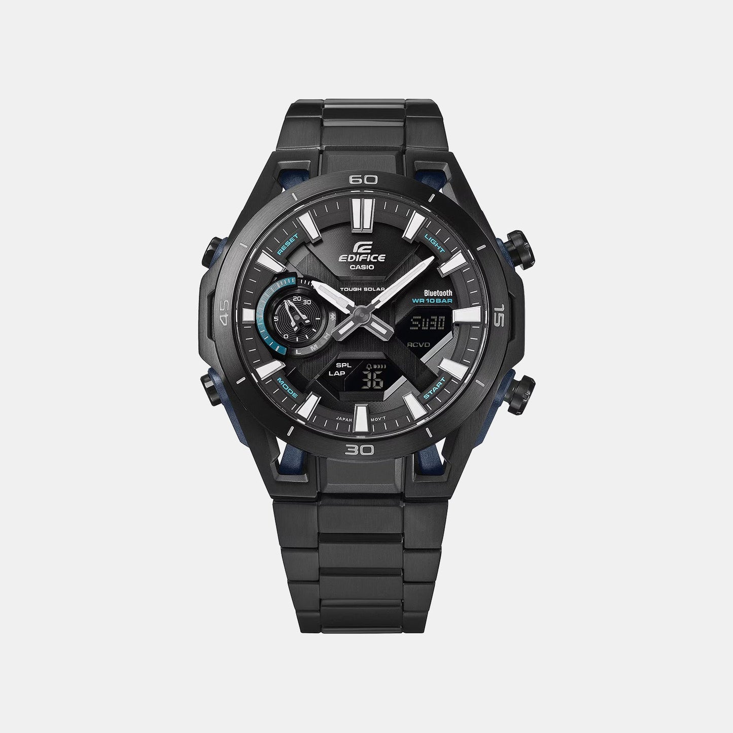 Edifice Men Solar Black Dial Chronograph Stainless Steel Watch ED693