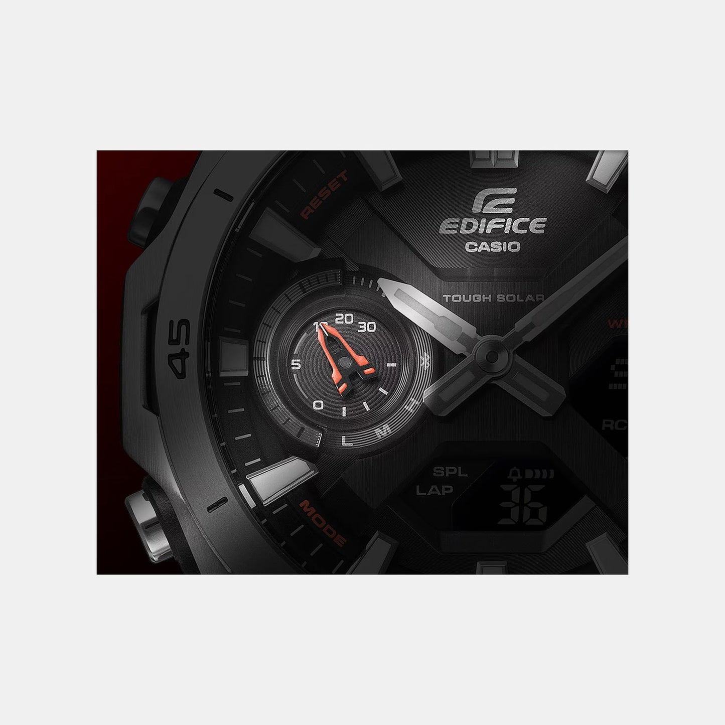 Edifice Men Solar Black Dial Chronograph Stainless Steel Watch ED693