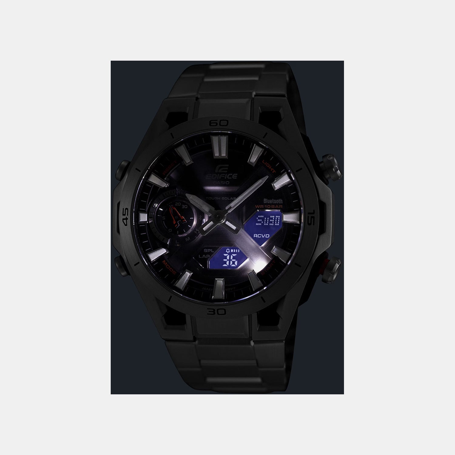 Edifice Men Solar Black Dial Chronograph Stainless Steel Watch ED693