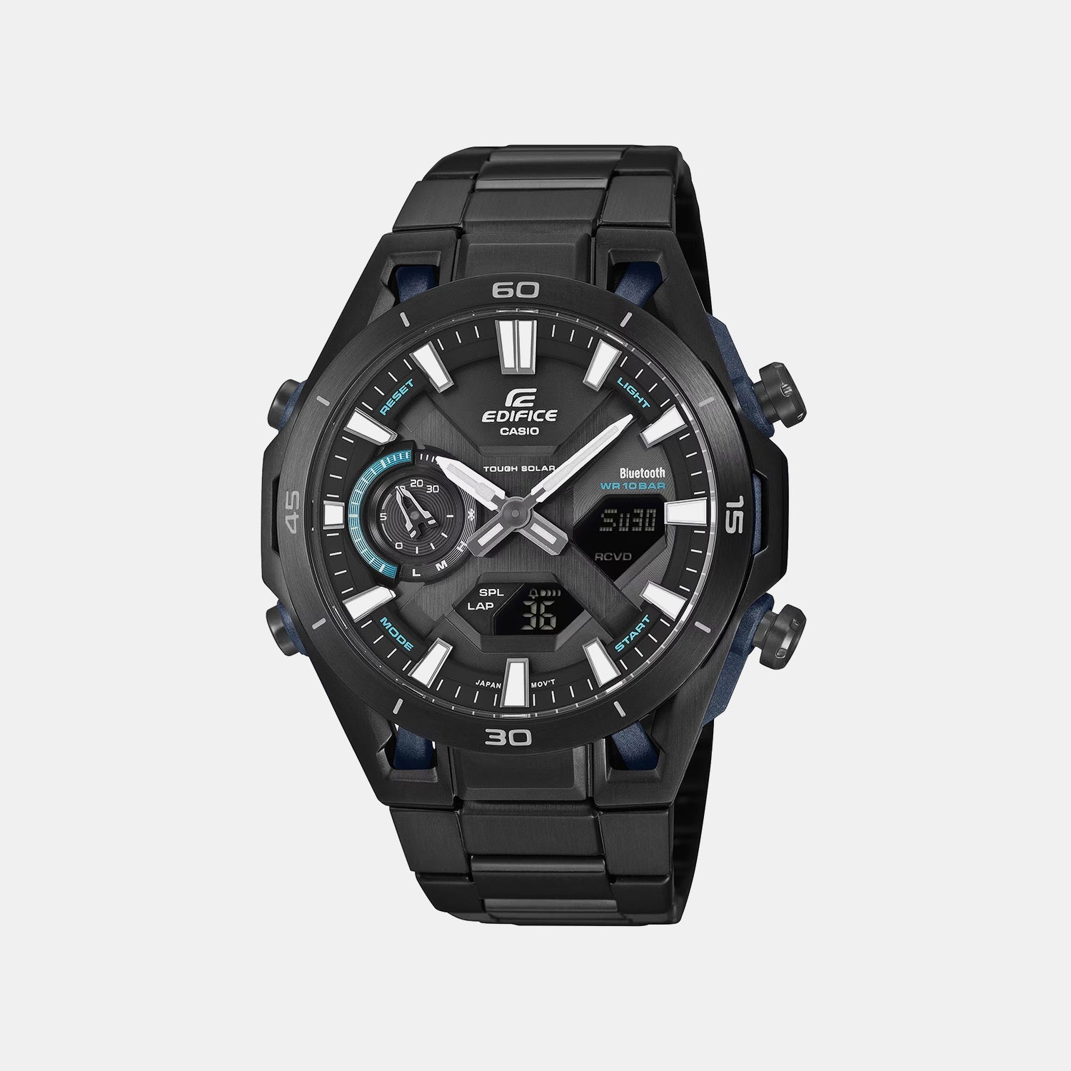 Edifice Men Solar Black Dial Chronograph Stainless Steel Watch ED693