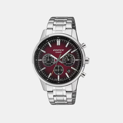 Edifice Men Quartz Maroon Dial Chronograph Stainless Steel Watch ED695