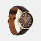 Edifice Men Quartz Brown Dial Analog Leather Watch ED696