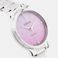 Women Solar Pink Dial Analog Stainless Steel Watch EM1220-58X