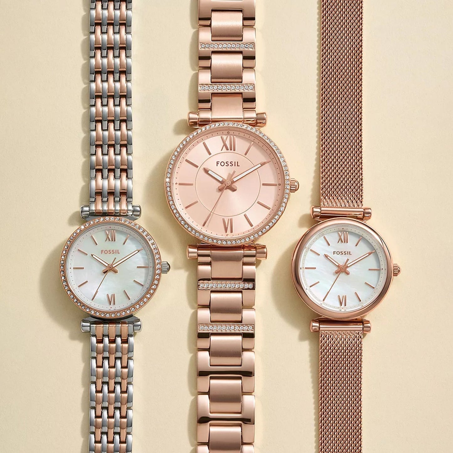 Carlie Women Quartz Rose Gold Dial Analog Stainless Steel Watch ES4301
