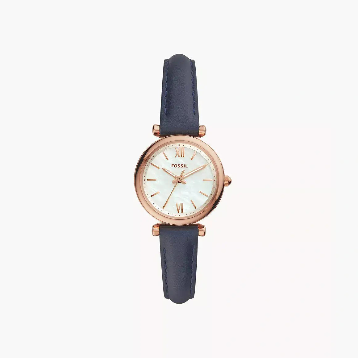 Fossil Carlie Mini Three-Hand Navy Leather Watch