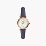 Fossil Carlie Mini Three-Hand Navy Leather Watch