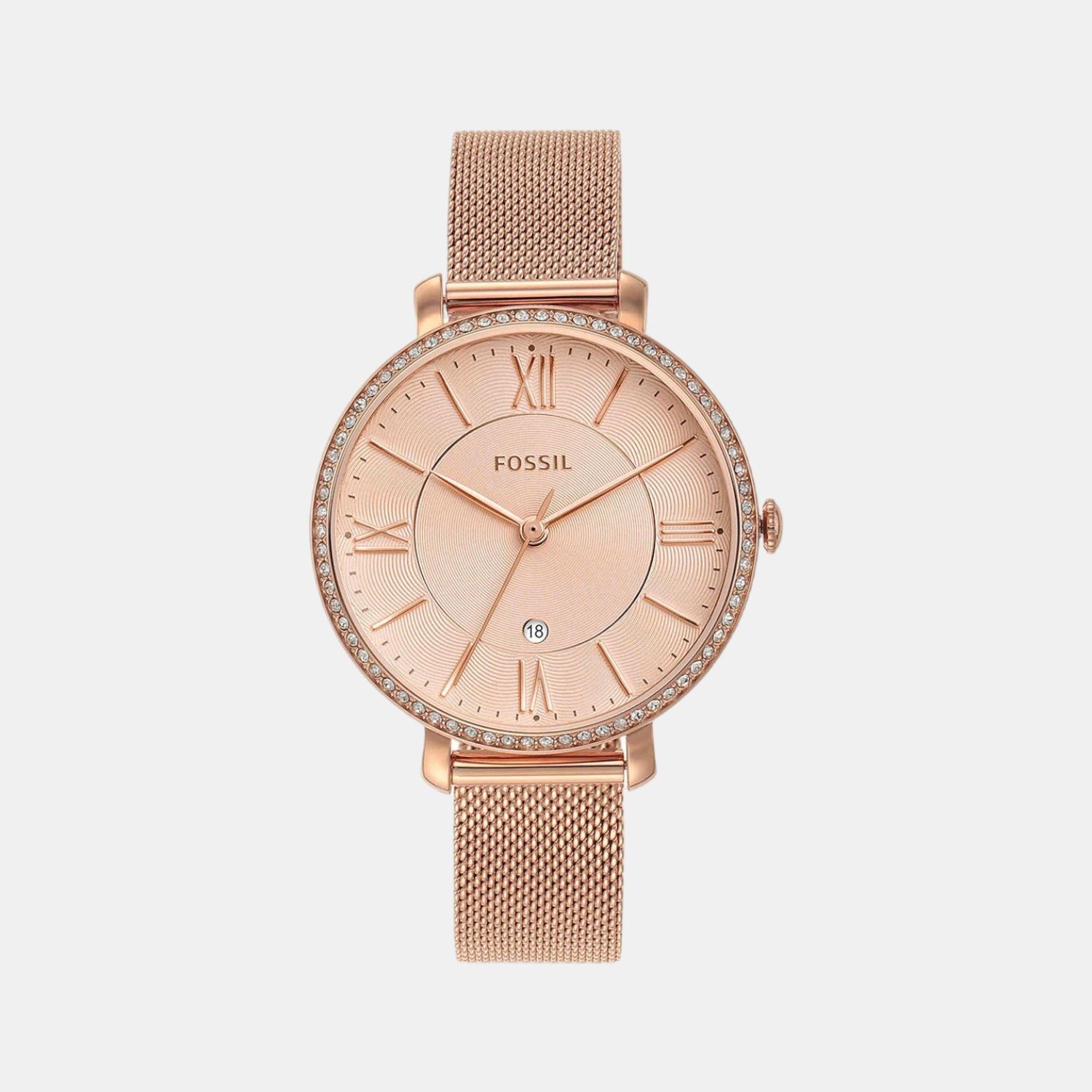 Jacqueline Women Quartz Pink Dial Analog Mesh Watch ES4628