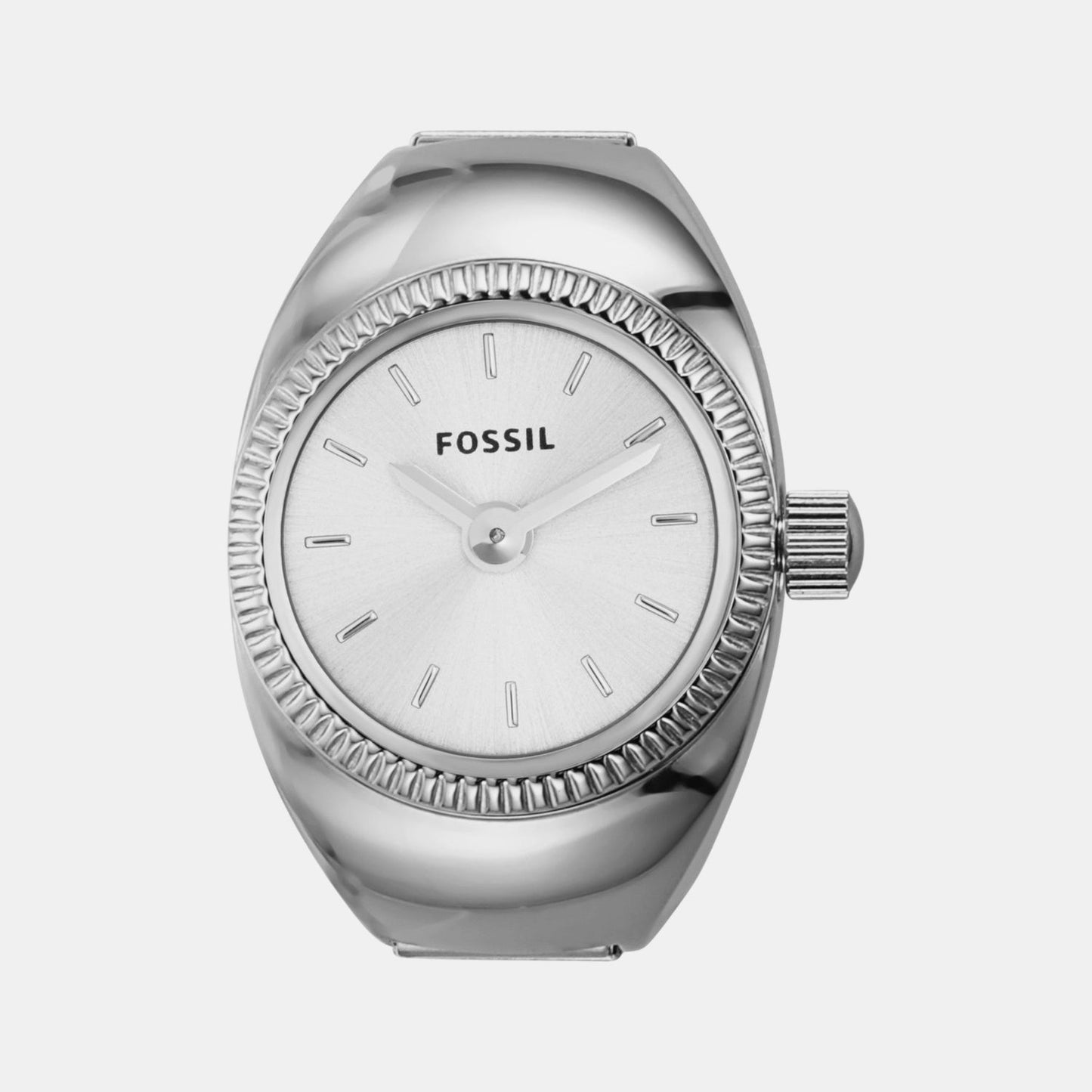 Watch Ring Women Quartz Silver Dial Analog Stainless Steel Watch ES5245
