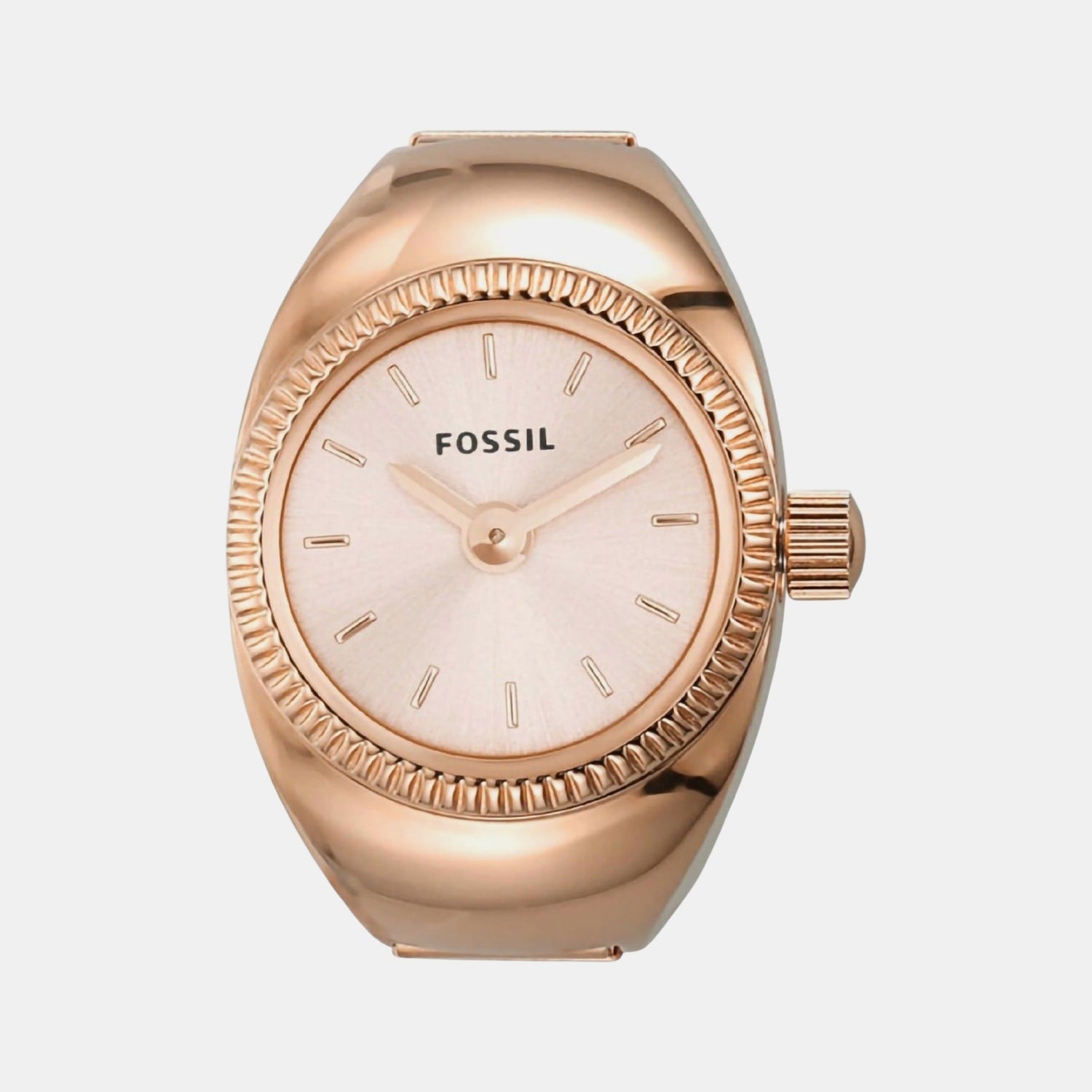 Watch Ring Women Quartz Pink Dial Analog Stainless Steel Watch ES5247
