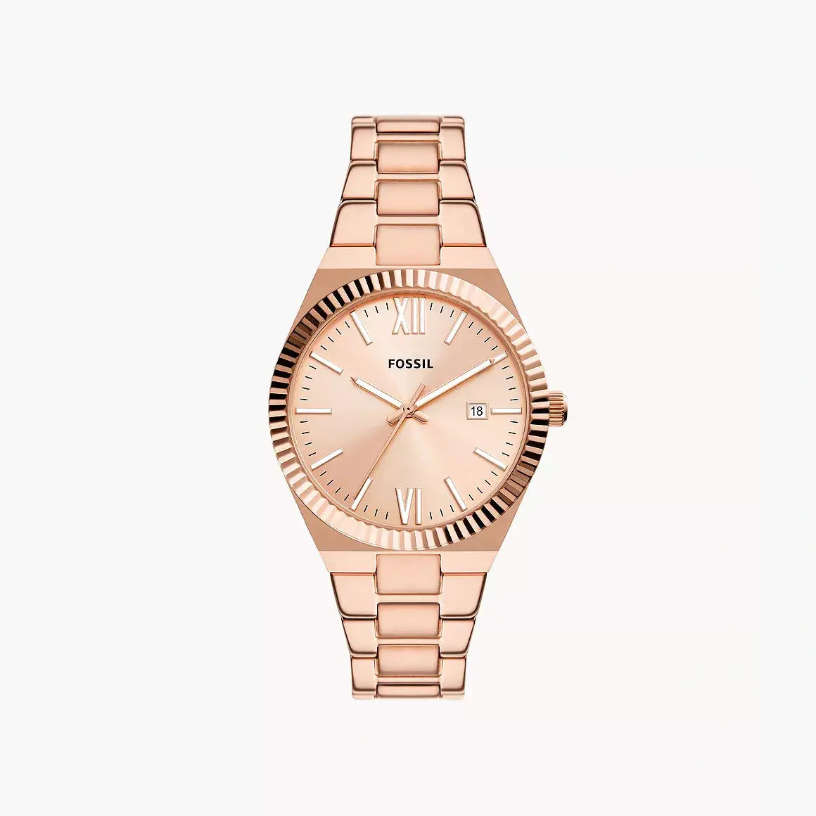 Fossil Scarlette Three-Hand Date Rose Gold-Tone Stainless Steel Watch