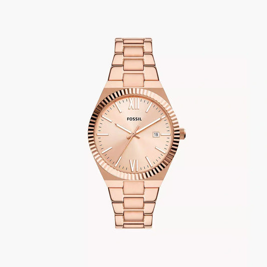 Fossil Scarlette Three-Hand Date Rose Gold-Tone Stainless Steel Watch