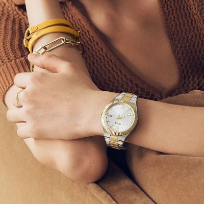 Fossil Scarlette Three-Hand Date Two-Tone Stainless Steel Watch