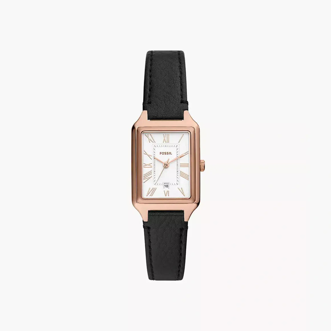 Fossil Raquel Three-Hand Date Black LiteHide™ Leather Watch