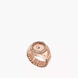 Fossil Watch Ring Two-Hand Rose Gold-Tone Stainless Steel