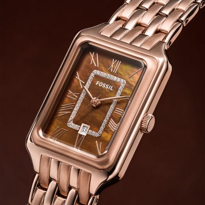 Fossil Raquel Three-Hand Date Rose Gold-Tone Stainless Steel Watch