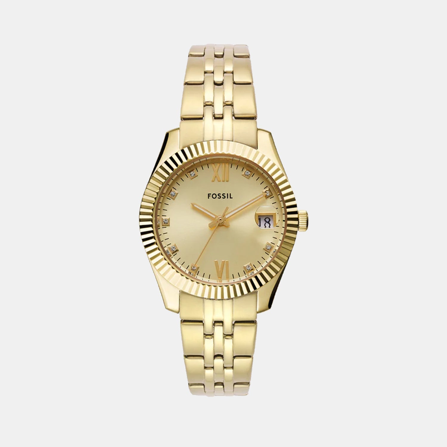 Scarlette Women Quartz Gold Dial Analog Stainless Steel Watch ES5338