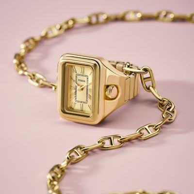 Fossil Raquel Watch Ring Two-Hand Gold-Tone Stainless Steel