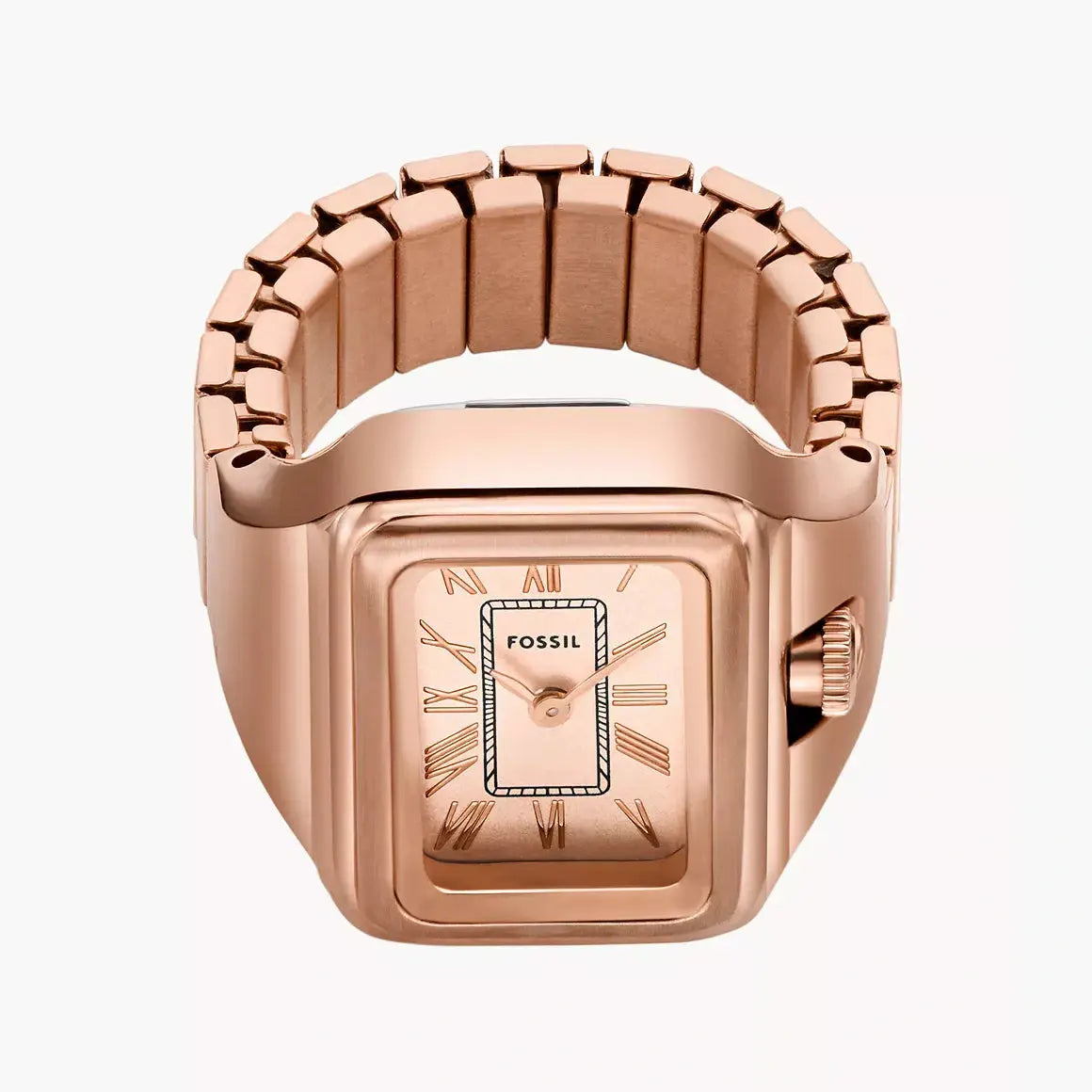 Fossil Raquel Watch Ring Two-Hand Rose Gold-Tone Stainless Steel