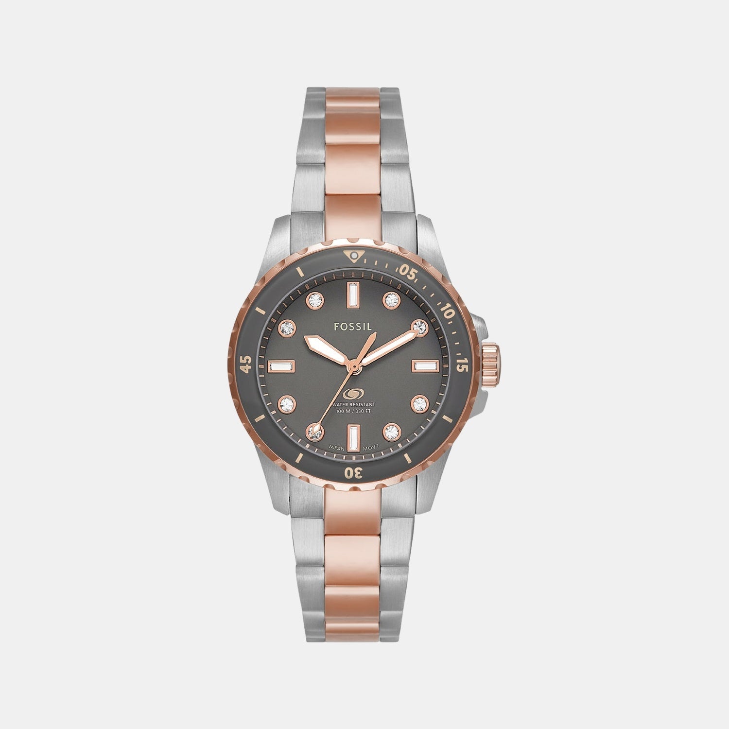 Fossil Blue Dive Women Quartz Grey Dial Analog Stainless Steel Watch ES5348