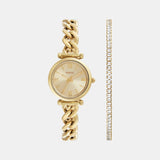 Carlie Women Quartz Gold Dial Analog Stainless Steel Watch ES5387SET