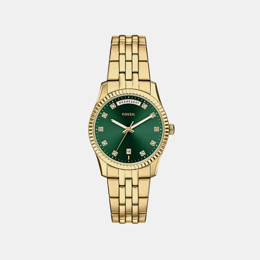 Scarlette Women Quartz Green Dial Analog Stainless Steel Watch ES5460