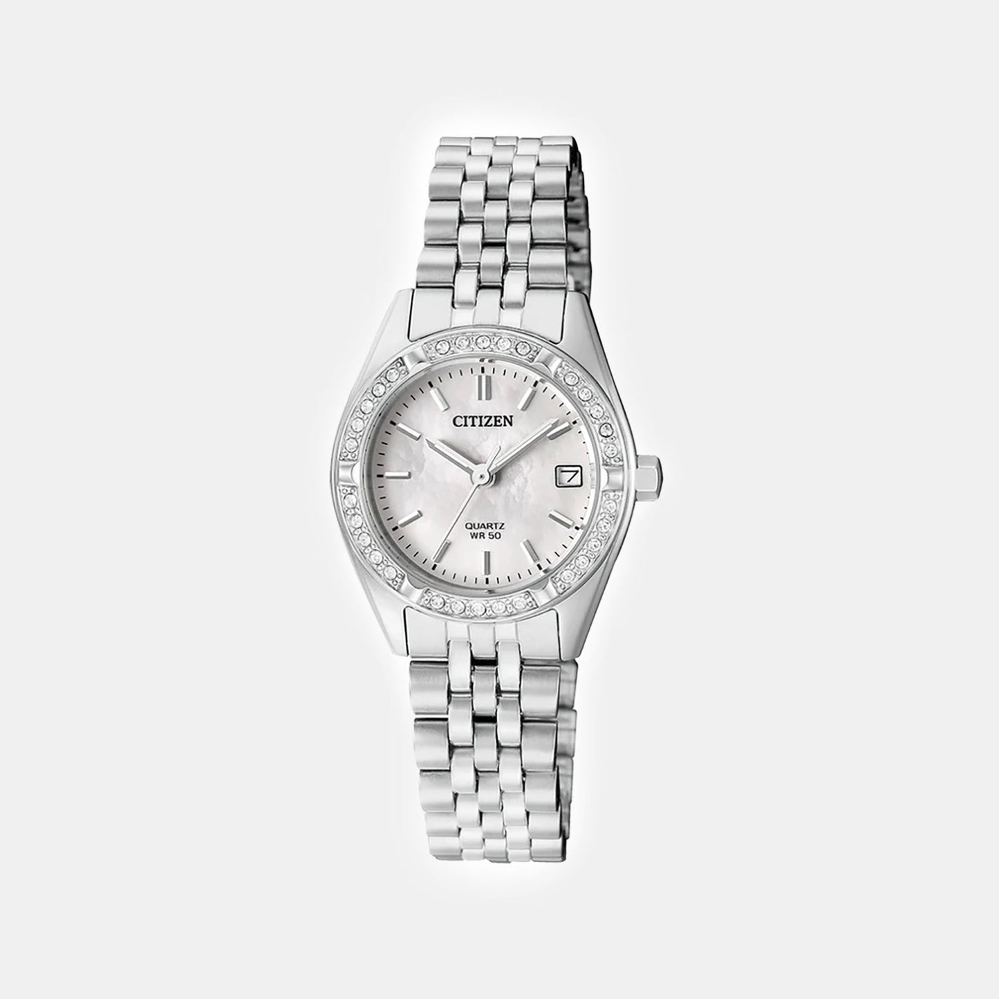 Classic Women Quartz Mother Of Pearl Dial Analog Stainless Steel Watch EU6060-55D