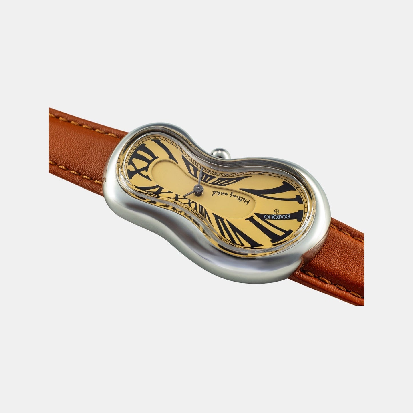 Classic Unisex Quartz Yellow Dial Analog Leather Watch EX0001.0003