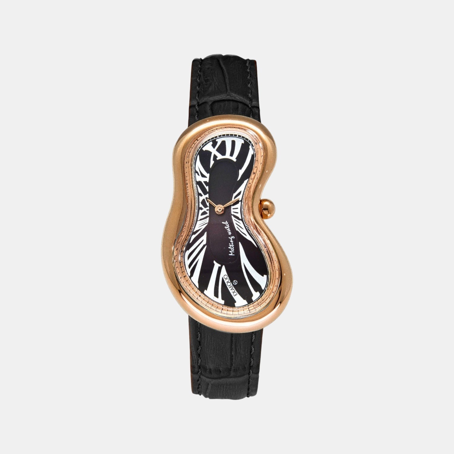 Classic Unisex Quartz Black Dial Analog Leather Watch EX0003.0001