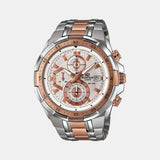 Edifice Men Quartz White Dial Chronograph Stainless Steel Watch EX222
