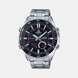 Edifice Men Quartz Black Dial Analog-Digital Stainless Steel Watch EX438
