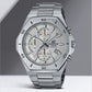 Edifice Men Quartz White Dial Chronograph Stainless Steel Watch EX552
