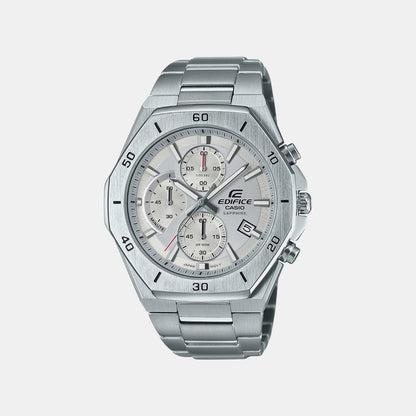 Edifice Men Quartz White Dial Chronograph Stainless Steel Watch EX552