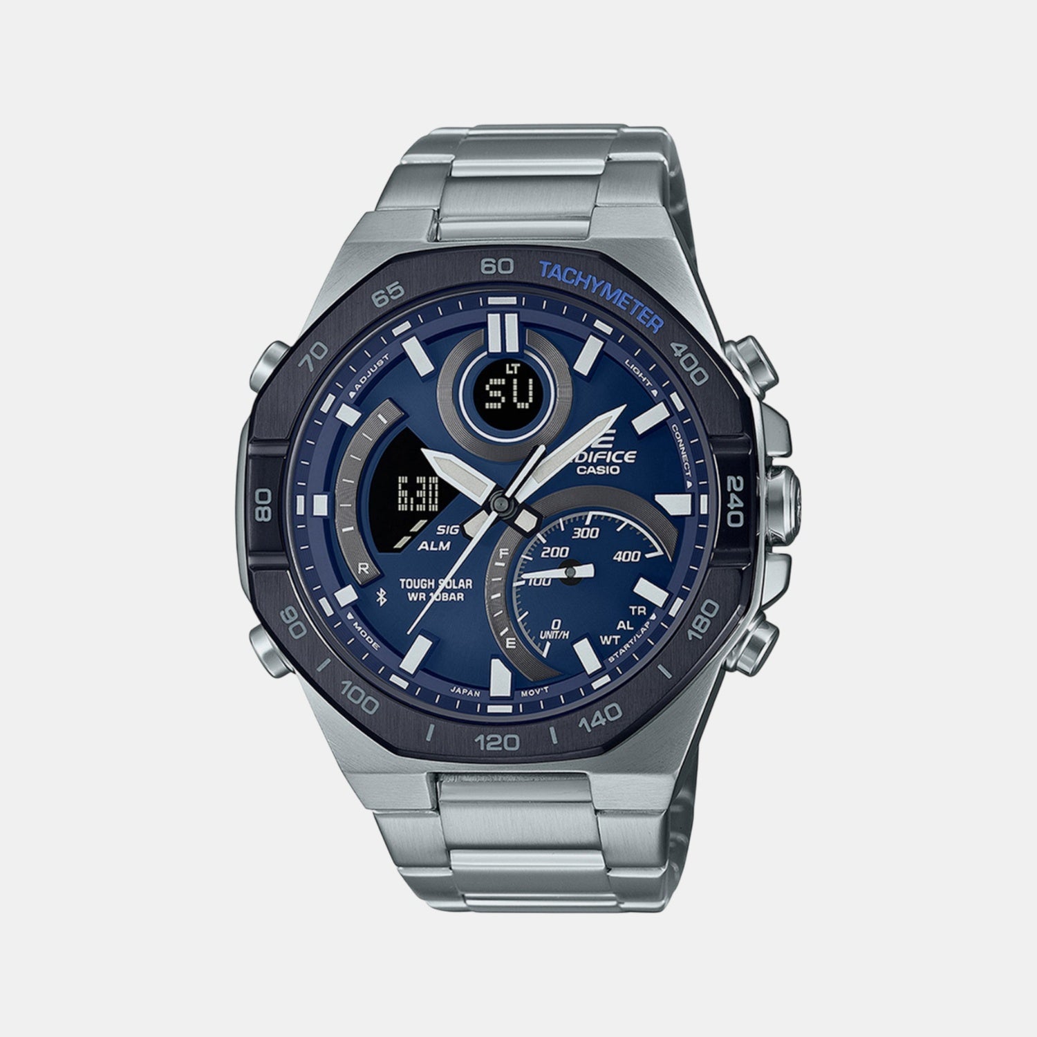 Edifice Men Quartz Blue Dial Analog-Digital Stainless Steel Watch EX555