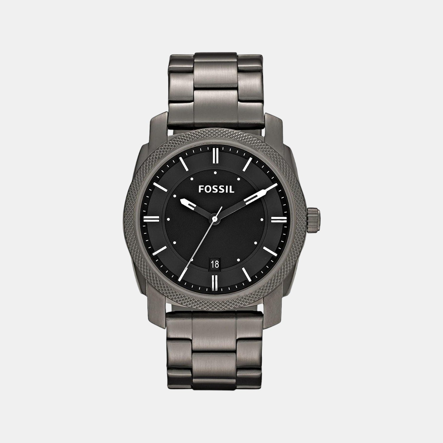 Machine Men Quartz Black Dial Analog Stainless Steel Watch FS4774