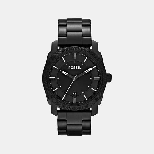 Machine Men Quartz Black Dial Analog Stainless Steel Watch FS4775