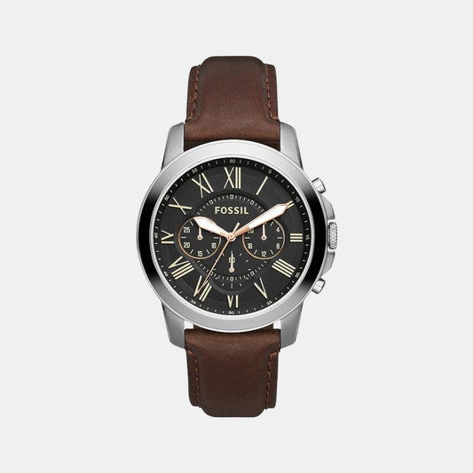 Grant Men Quartz Black Dial Chronograph Leather Watch FS4813